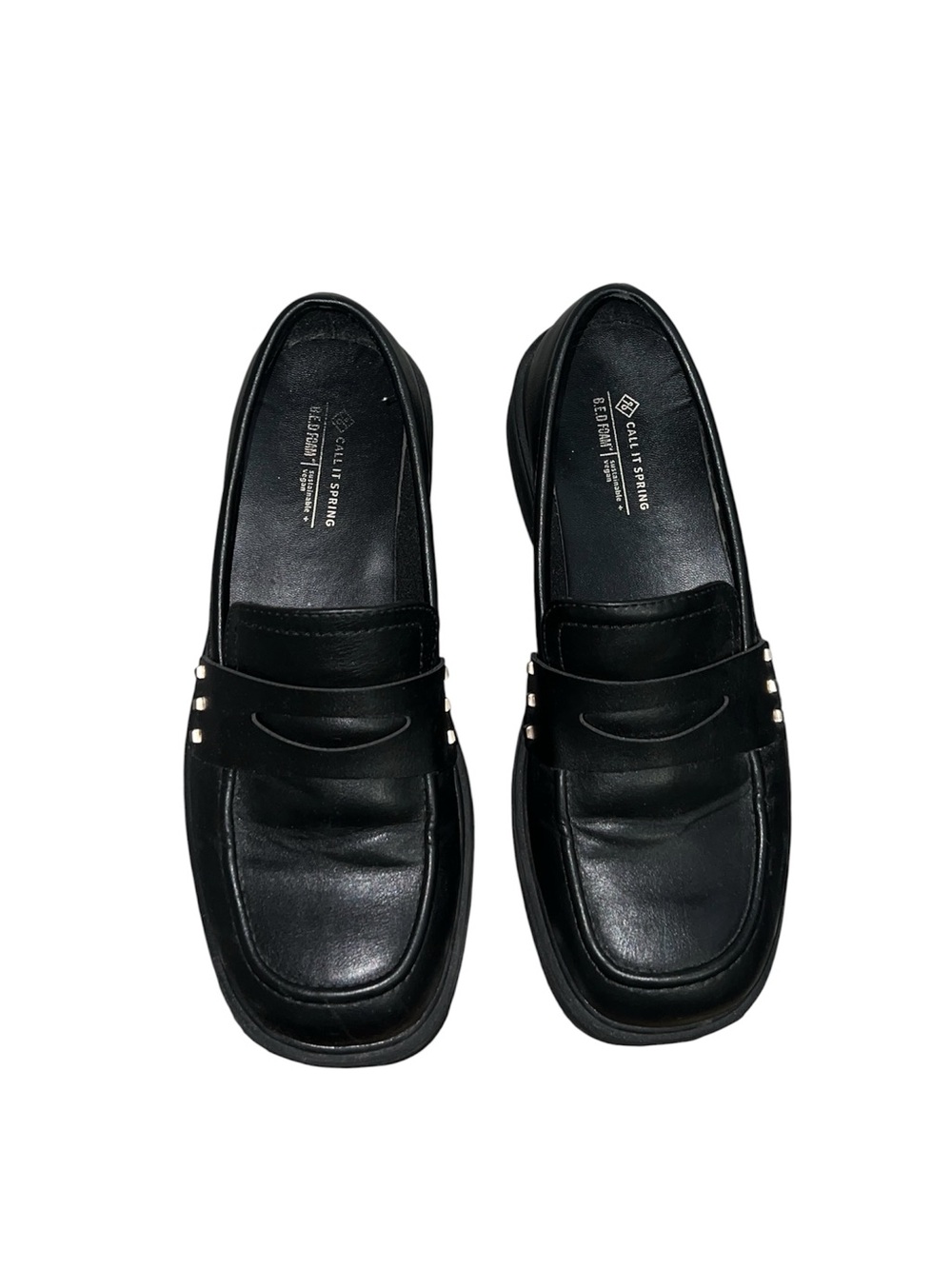 Call It Spring Black Vegan Leather Penny Loafers Women’s Size US 7.5 Boat Shoes
